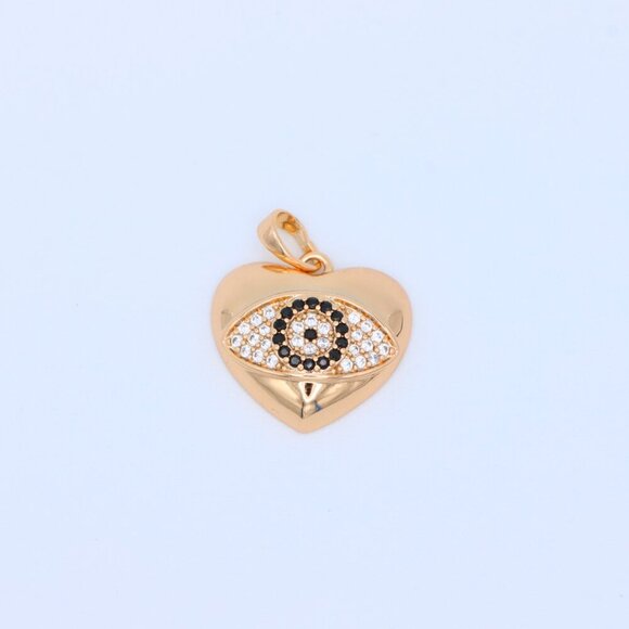 "Heart Evil Eye Rose Gold Pendant with Crystals, XPPT1582 - Picture 9 of 13